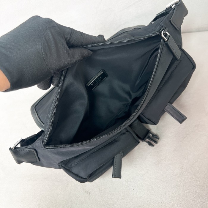 Re-Nylon And Leather Shoulder Bag“24*18*5.5CM”-087=