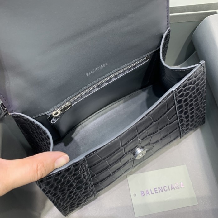 Hourglass Crocodile Embossed Handbag Small“23*14*10CM”-086=