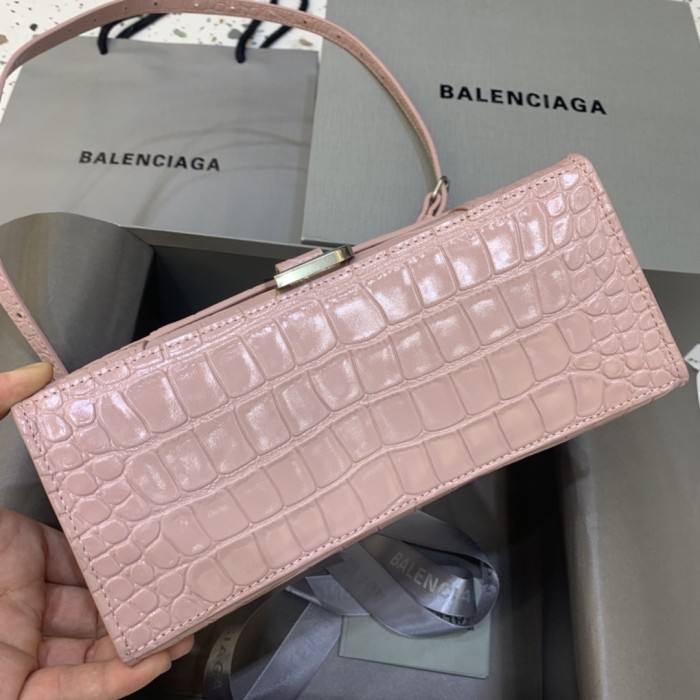 Hourglass Crocodile Embossed Handbag Small“23*14*10CM”-086=