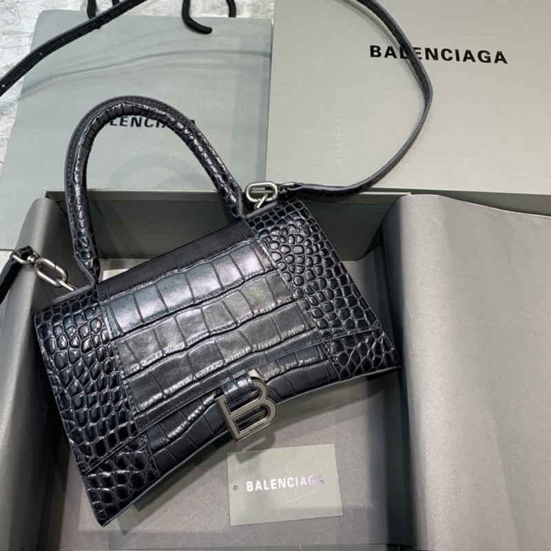 Hourglass Crocodile Embossed Handbag Small“23*14*10CM”-086=