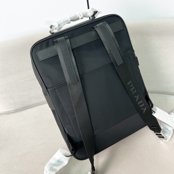 Re-Nylon And Saffiano Leather Backpack“38*30*13CM”-0031=
