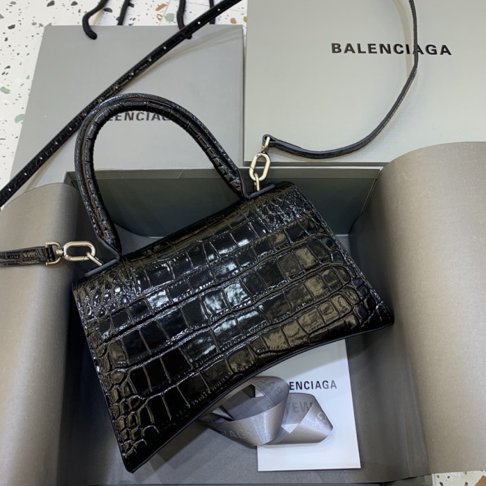 Hourglass Crocodile Embossed Handbag Small“23*14*10CM”-086=
