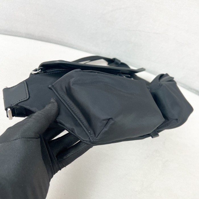 Re-Nylon And Leather Shoulder Bag“24*18*5.5CM”-087=