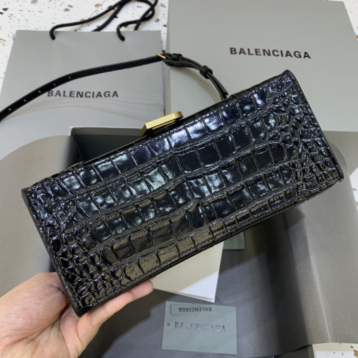 Hourglass Crocodile Embossed Handbag Small“23*14*10CM”-086=