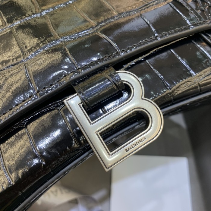 Hourglass Crocodile Embossed Handbag Small“23*14*10CM”-086=