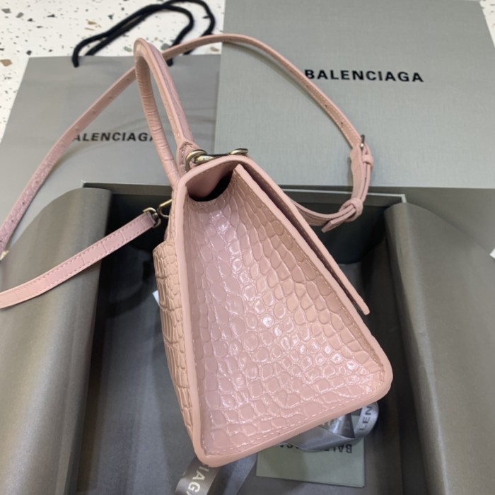 Hourglass Crocodile Embossed Handbag Small“23*14*10CM”-086=