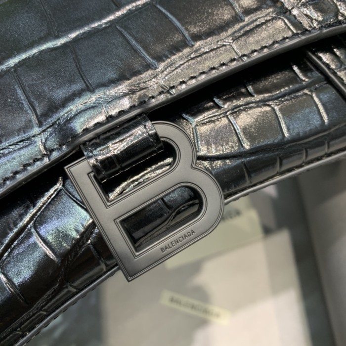 Hourglass Crocodile Embossed Handbag Small“23*14*10CM”-086=
