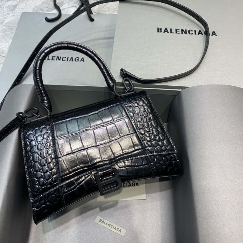 Hourglass Crocodile Embossed Handbag Small“23*14*10CM”-086=