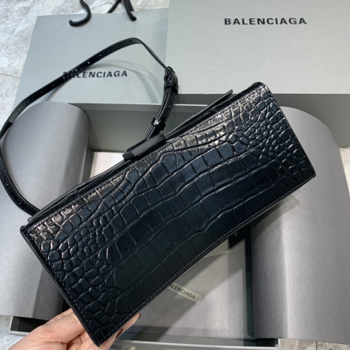 Hourglass Crocodile Embossed Handbag Small“23*14*10CM”-086=