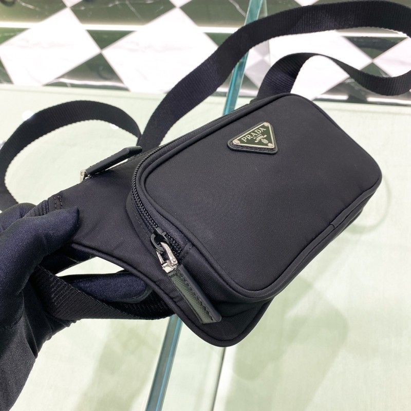 Re-Nylon And Saffiano Leather Shoulder Bag“19*13*2.5CM”-085=