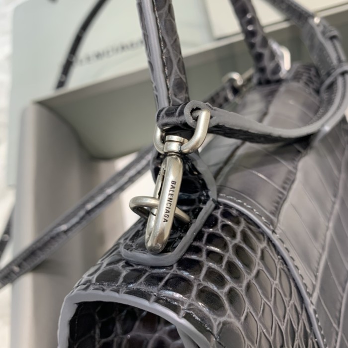 Hourglass Crocodile Embossed Handbag Small“23*14*10CM”-086=