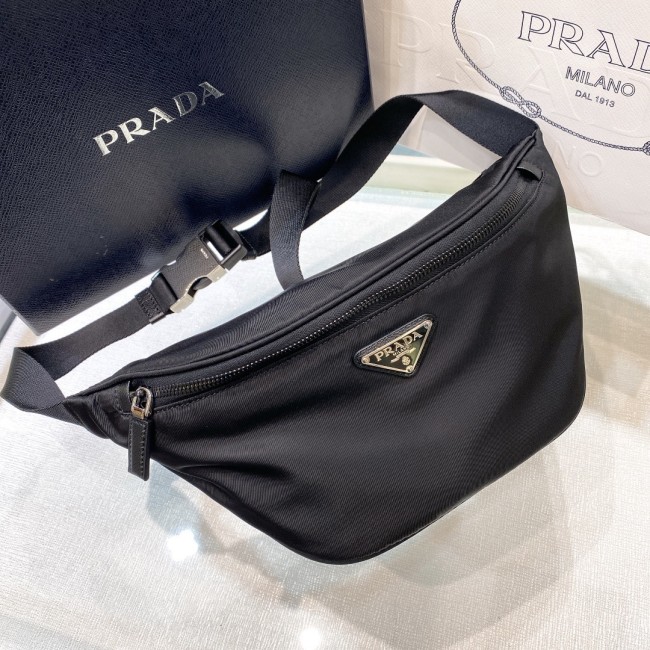 Re-Nylon Enamel-Logo Belt Bag“18*15.5CM”-085=