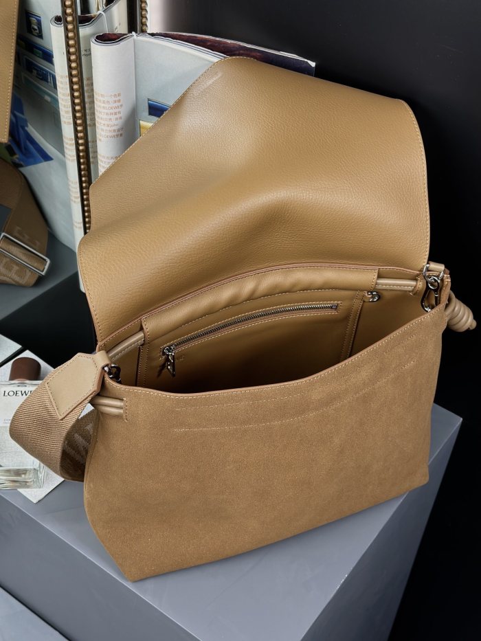 Flamenco satchel in suede calfskin“34*24*14”CM”-038=