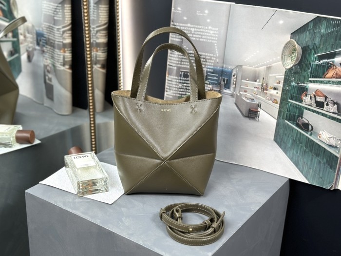Mini Puzzle Fold tote in shiny calfskin“20*16.5*9.5CM”-085=