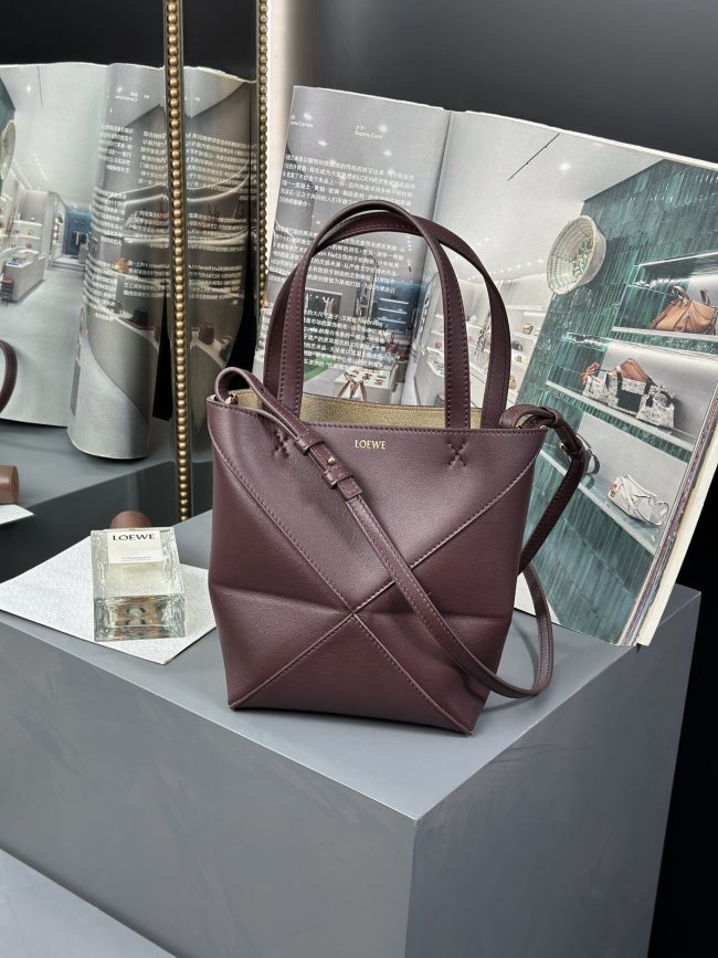 Mini Puzzle Fold tote in shiny calfskin“20*16.5*9.5CM”-085=