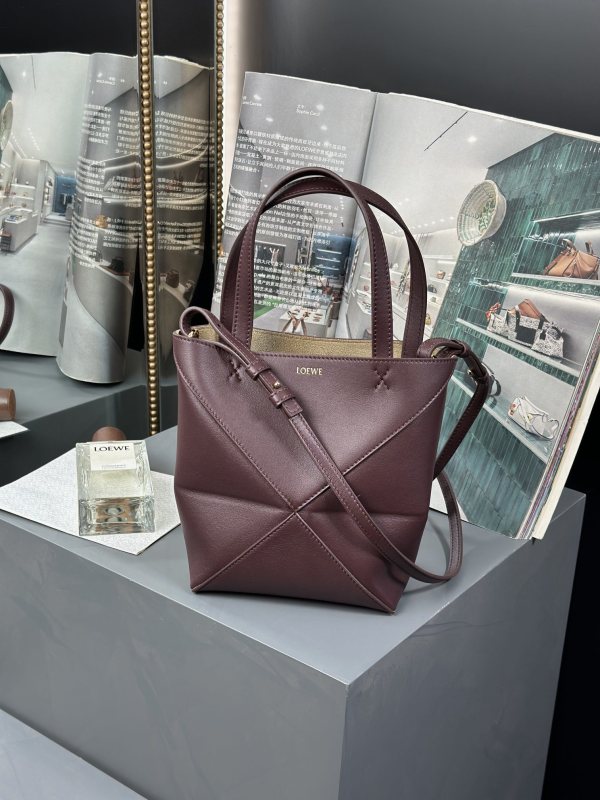 Mini Puzzle Fold tote in shiny calfskin“20*16.5*9.5CM”-085=