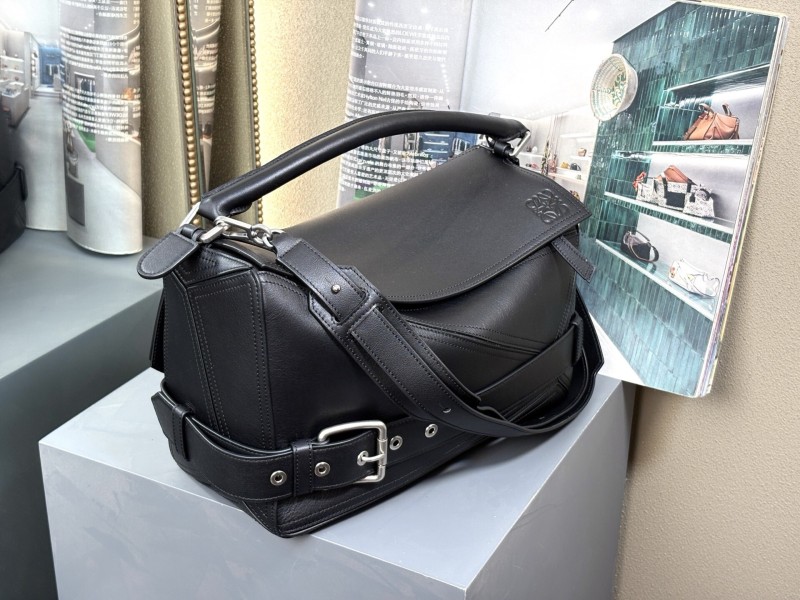 Large Puzzle Biker bag in shiny calfskin“33*21.5*14.7CM”-089=