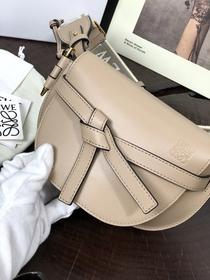 Mini Gate Dual bag in soft calfskin and jacquard“15*12.5*9CM”-055=