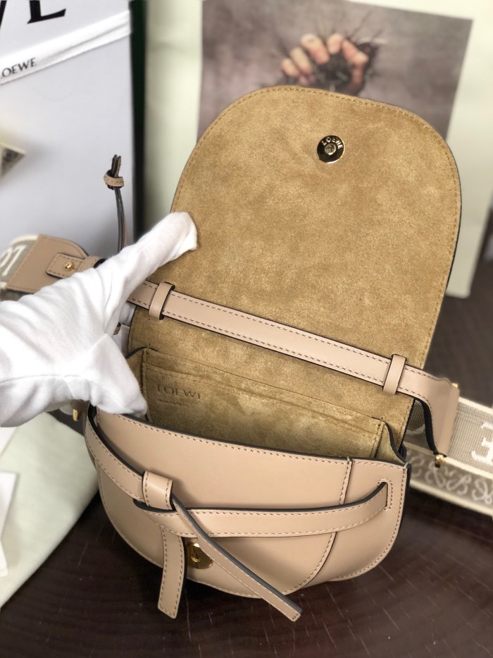 Mini Gate Dual bag in soft calfskin and jacquard“15*12.5*9CM”-055=