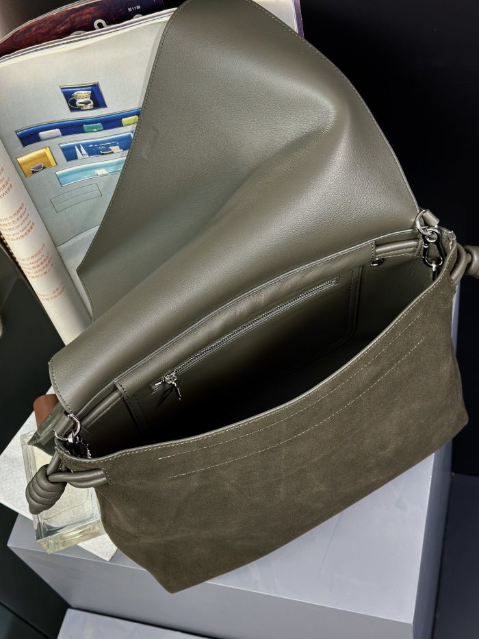 Flamenco satchel in suede calfskin“34*24*14”CM”-038=