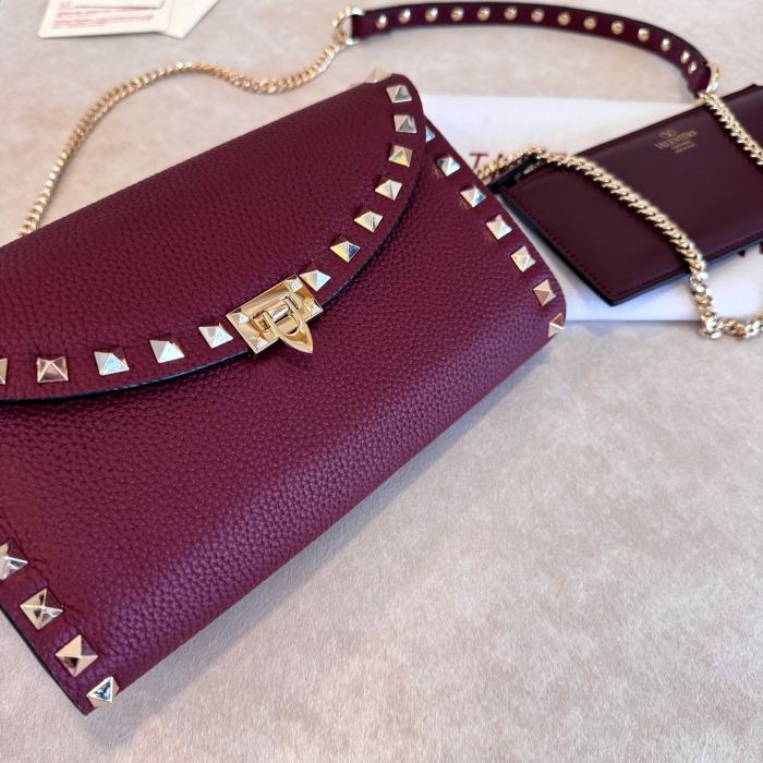 Garavani Rockstud Chain Wallet“21.5*12*2.5CM”-065=