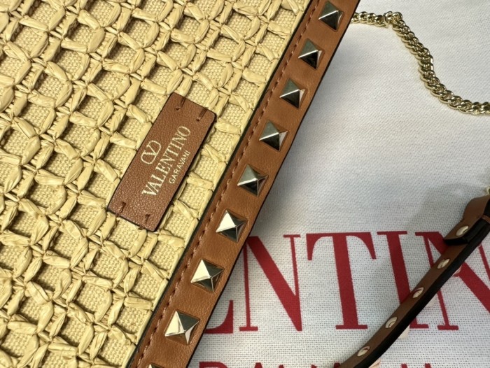 Rockstuds Pouch Raffia Wallet On Chain“18.5*12*4CM”-085=