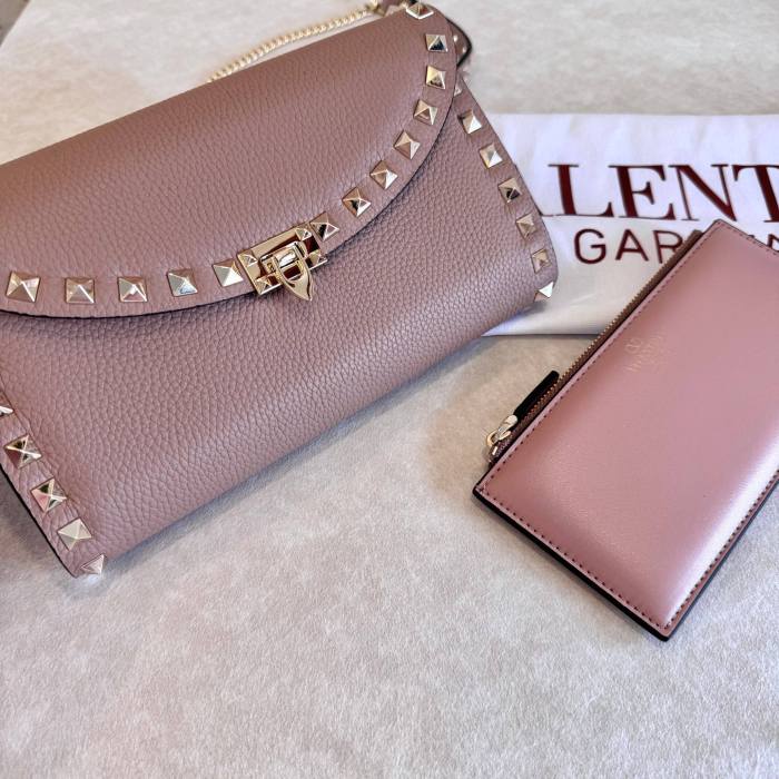 Garavani Rockstud Chain Wallet“21.5*12*2.5CM”-065=