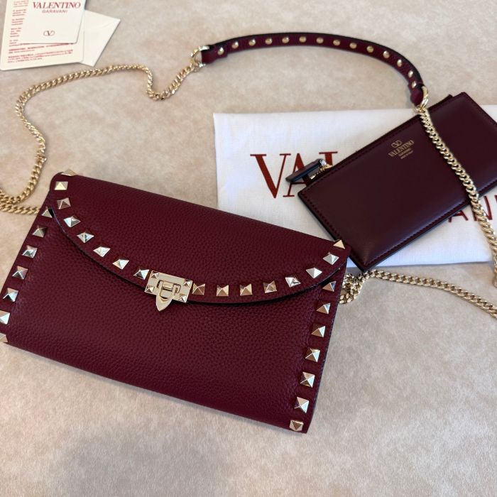 Garavani Rockstud Chain Wallet“21.5*12*2.5CM”-065=