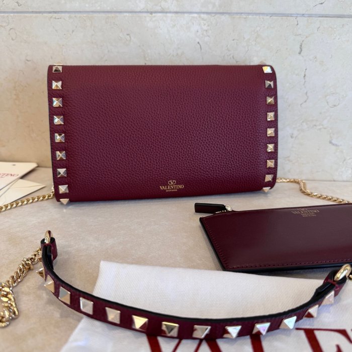 Garavani Rockstud Chain Wallet“21.5*12*2.5CM”-065=