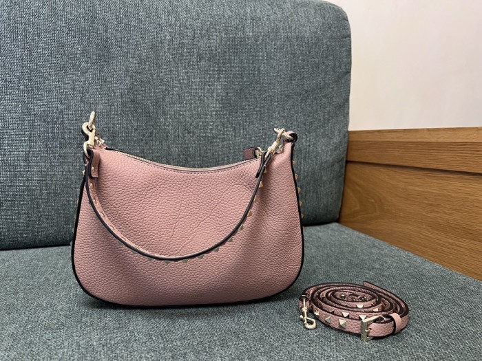 Rockstud Hobo Bag In Grainy Calfskin“50*40*20CM”-007=