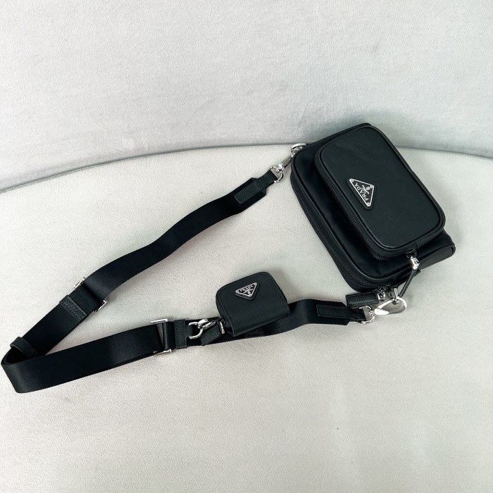 Re-Nylon And Saffiano Leather Shoulder Bag“18*11.5*5CM”-087=