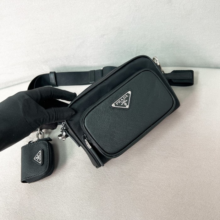 Re-Nylon And Saffiano Leather Shoulder Bag“18*11.5*5CM”-087=