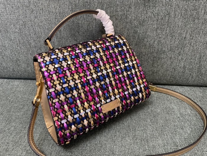 VSLING Handbag in Woven-Metallic-Leather“22*16*9CM”-039=