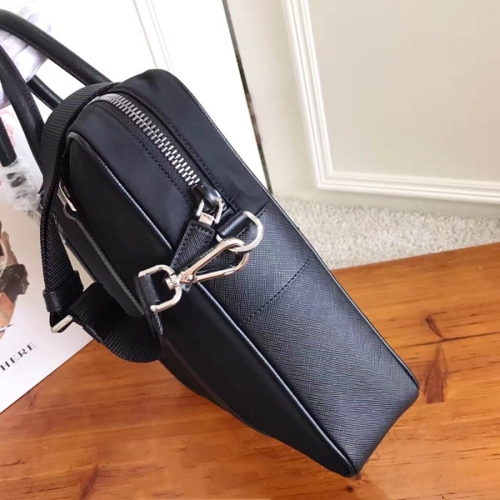 Re-Nylon And Saffiano Leather Briefcase“38*28*8CM”-0011=