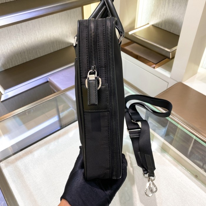 Re-Nylon And Saffiano Leather Briefcase“38*28*6.5CM”-0031=