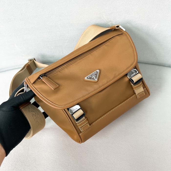 Re-Nylon And Saffiano Leather Shoulder Bag“25*18*10.5CM”-088=