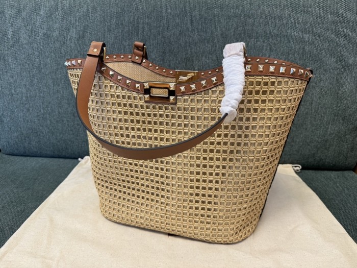 Rockstud Raffia Tote Bag“30*30*14CM”-048=