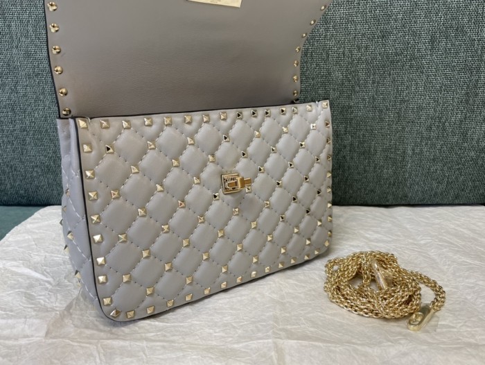 Rockstud Spike Shoulder Bag“24*16*6.5CM”-057=