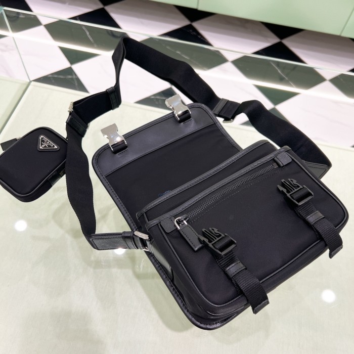 Re-nylon And Saffiano Leather Shoulder Bag“22*16*8.5CM”-087