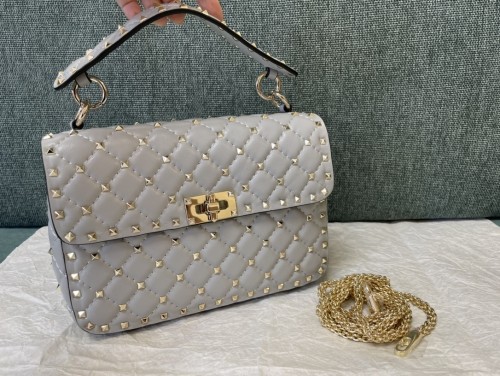 Rockstud Spike Shoulder Bag“24*16*6.5CM”-057=