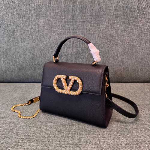 Vsling Small Handbag In Grainy Calfskin With Jewel Logo“22*16*9CM”-057=