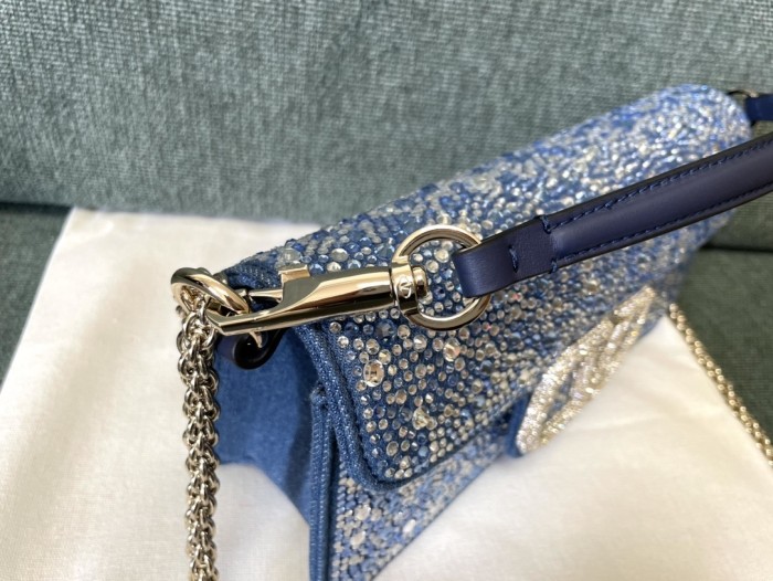 LOCò Small Embellished Denim Shoulder Bag“27*13*6CM”-028=