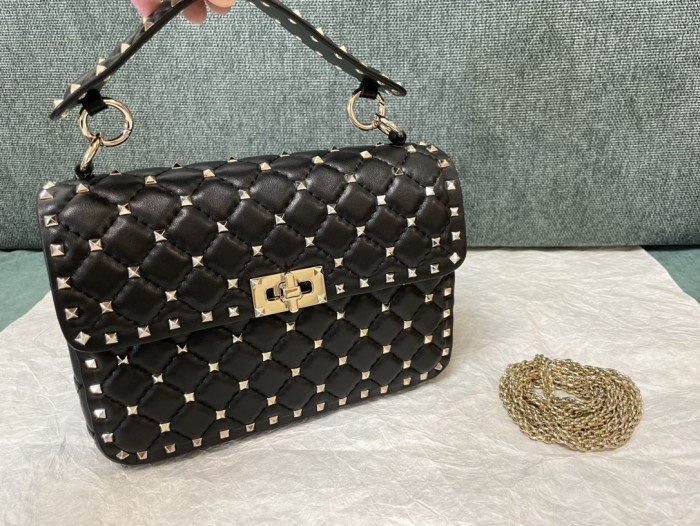 Rockstud Spike Shoulder Bag“24*16*6.5CM”-057=