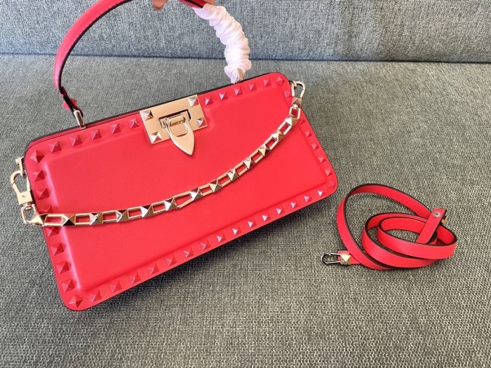 Rockstud Calfskin Handbag“28*14*8CM”-009=