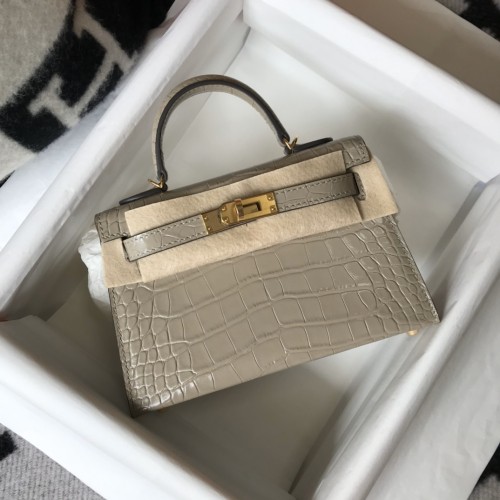 Mini Kelly Copy Crocodile“19*12*5CM”-0341=