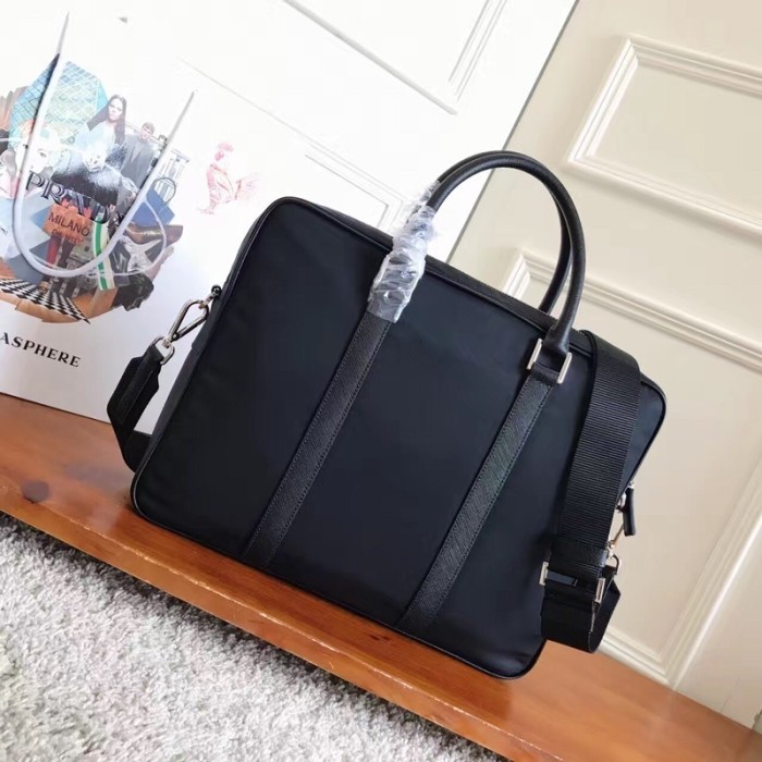 Re-Nylon And Saffiano Leather Briefcase“38*28*8CM”-0011=