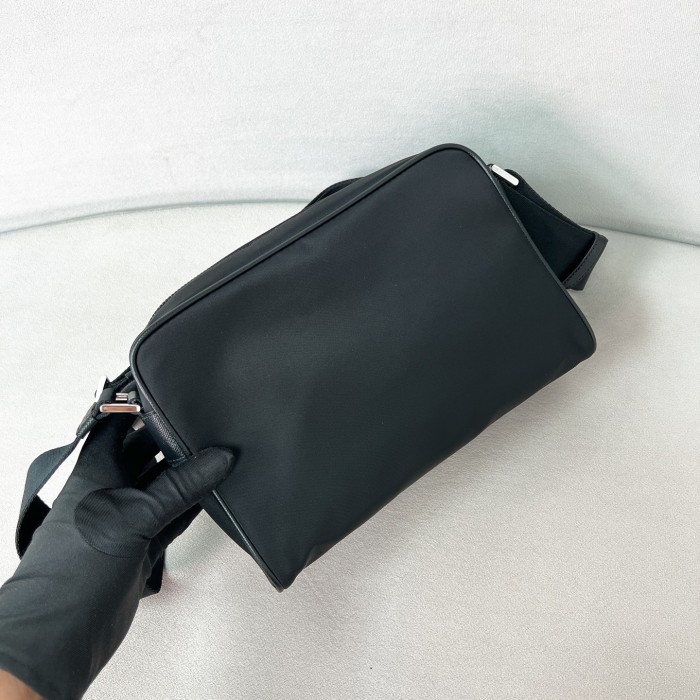 Small Re-Nylon and Saffiano leather shoulder bag“24*15.5*7CM”-087=