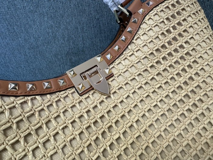 Rockstud Raffia Tote Bag“30*30*14CM”-048=