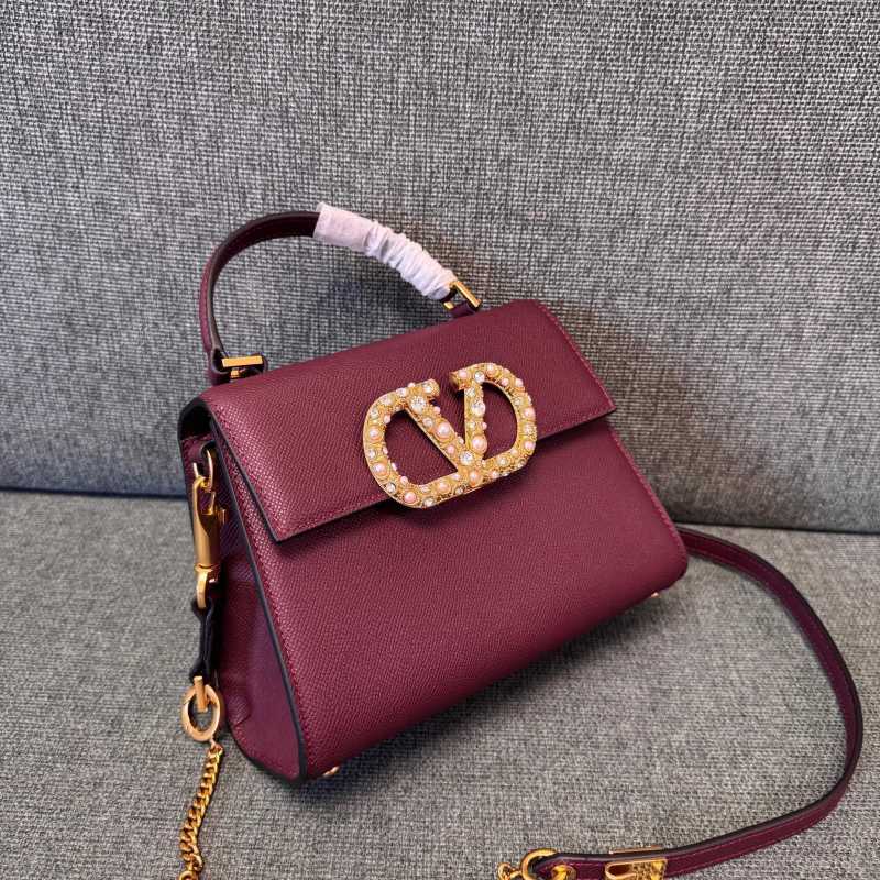 Vsling Small Handbag In Grainy Calfskin With Jewel Logo“22*16*9CM”-057=