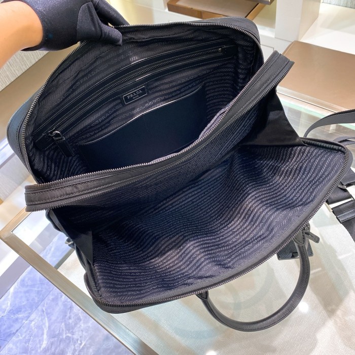 Re-Nylon And Saffiano Leather Briefcase“38*28*6.5CM”-0031=
